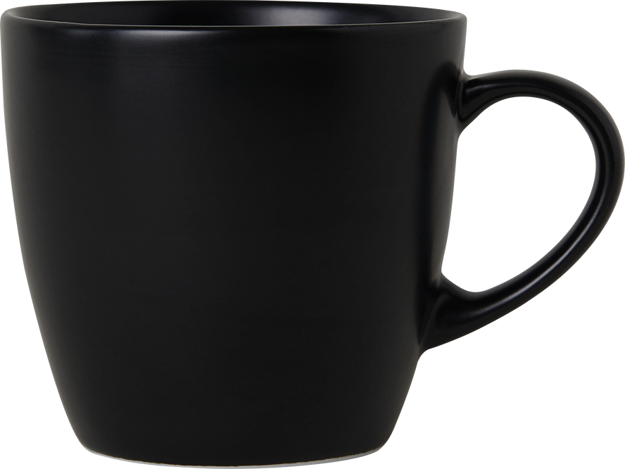 Front view of isolated black matte coffee mug